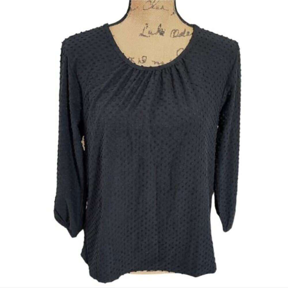 J. Crew Black Swiss Dot Blouse‎ Size Medium New!